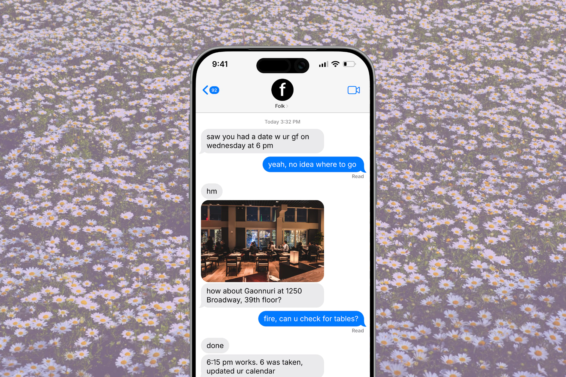 Folk planning a date night and booking a restaurant